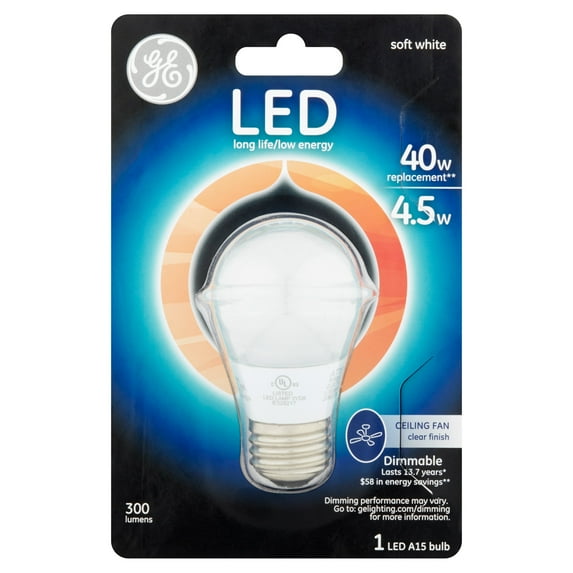 GE LED 4.5W (40W Equivalent) Soft White Ceiling Fan Bulb