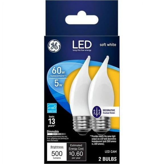 GE LED 7-Watt Chandelier Medium Base White Bulbs