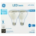 thumbnail image 1 of GE LED Basic 9W 650 Lumens Soft White BR30 Bulbs, 2 count, 1 of 5