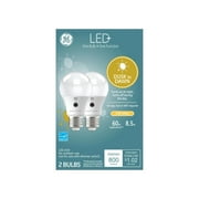 GE LED+ Dusk to Dawn Outdoor Security Light Bulbs, Soft White, 60W Replacement, Medium Base, Standard Bulb Shape, 2 Pack