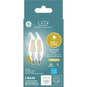 GE LED+ Dusk to Dawn LED Light Bulbs, 60 Watt, Soft White, Candle Bulbs, Small Base, 2pk