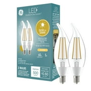 ge led + الغسق إلى الفجر المصابيح الكهربائية ، 60 واط ، أبيض ناعم ، لمبات الشموع ، قاعدة صغيرة ، 2pk