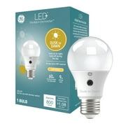 GE LED+ Dusk to Dawn LED Light Bulbs, 8.5 Watt, Soft White, A19 Bulb, Medium Base