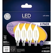 GE Classic LED 25 Watt Replacement, Soft White, CA11 Deco - Candle Bulbs (4 Pack)
