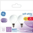 thumbnail image 1 of GE LED Light Bulbs, 25 Watt, Soft White, G16 Globe Bulbs, Small Base, 13yr, 2pk, 1 of 9