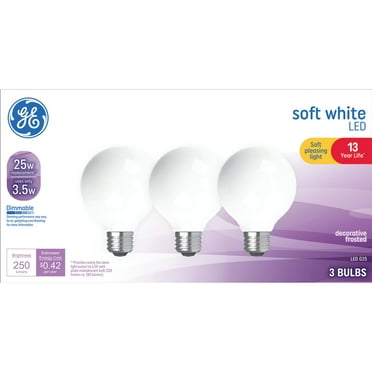 GE LED Light Bulbs, 25 Watt, Soft White, G25 Globe Bulbs, Medium Base, 13yr, 3pk