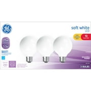 GE LED Light Bulbs, 25 Watt, Soft White, G25 Globe Bulbs, 13yr, 3pk