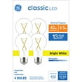 thumbnail image 1 of GE LED Light Bulbs, 40 Watts, Bright White, A19 Bulbs, Medium Base, Clear Finish, 13yr, 4pk, 1 of 8