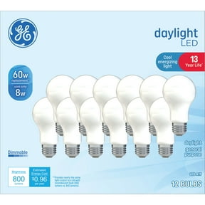 GE LED Light Bulbs, 60 Watt, Daylight, A19 Bulbs, Medium Base, Frosted Finish, 13yr, 12pk