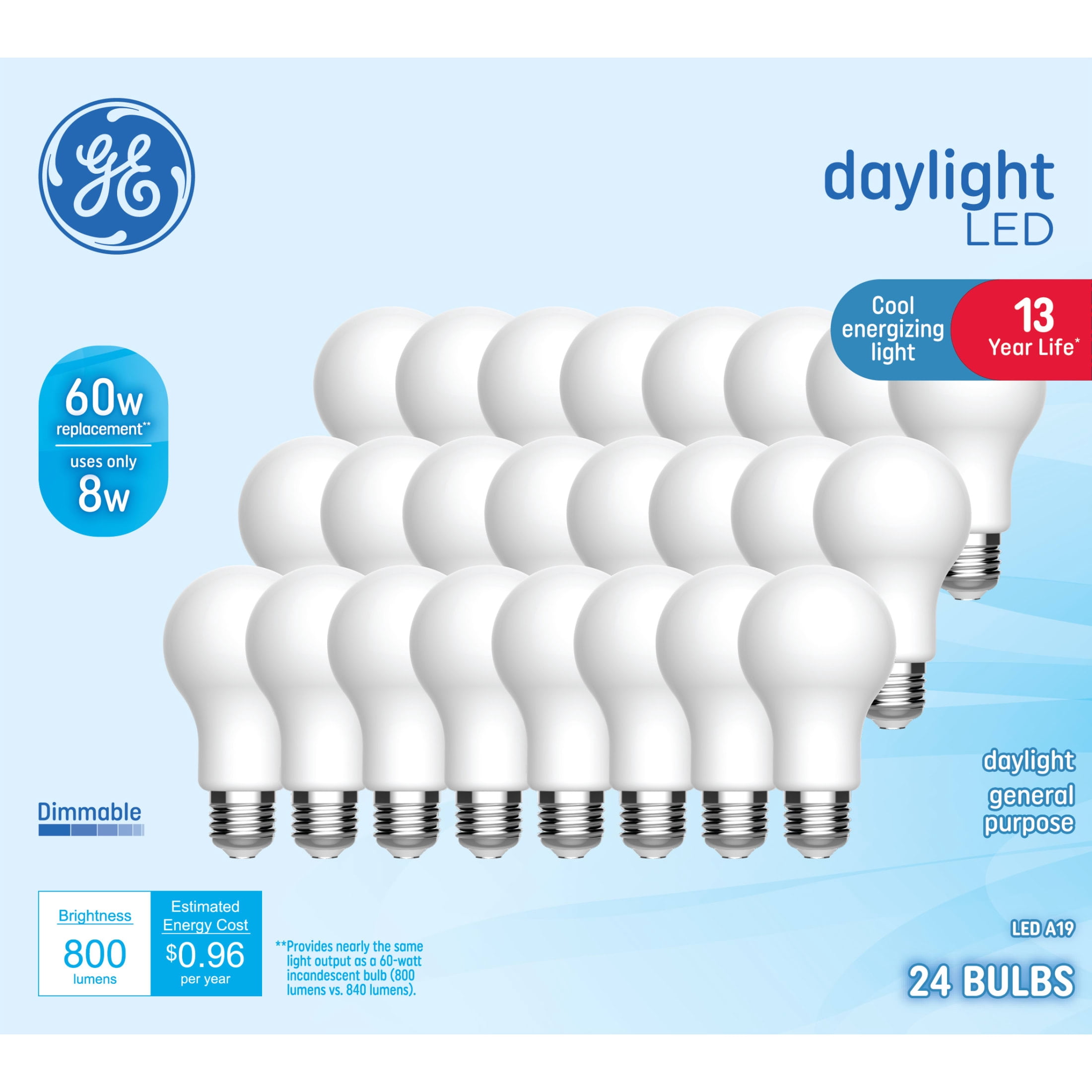 GE LED 60W A19 Daylight 13YR (24-Pack)