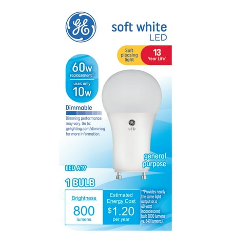 GE LED Light Bulbs, 60 Watt, Soft White, A19 Bulb, Medium Base, 13yr