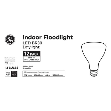 GE LED 65W BR30 Daylight 13YR (12-Pack)