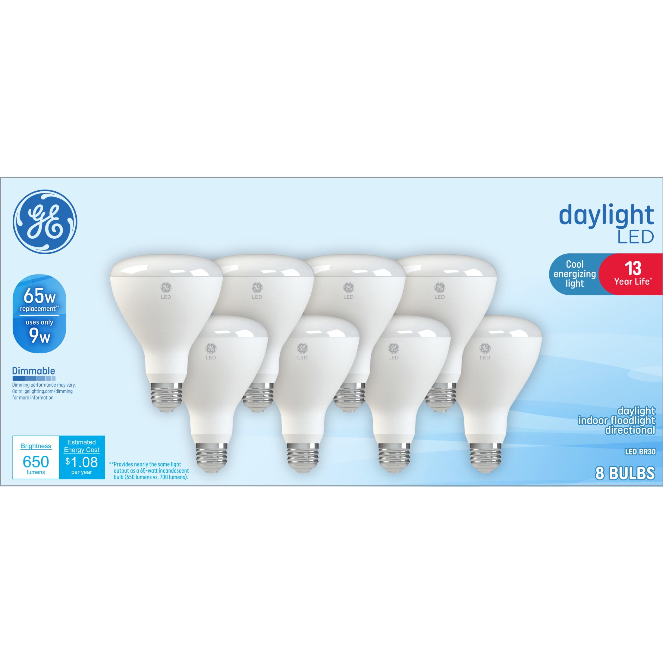 GE LED Light Bulbs, 65 Watt, Daylight, BR30 Floodlights, Medium Base ...