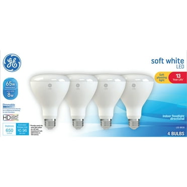 GE LED Light Bulbs, 65 Watt, Soft White, BR30 Indoor Floodlights, Medium Base, 13yr, 4pk
