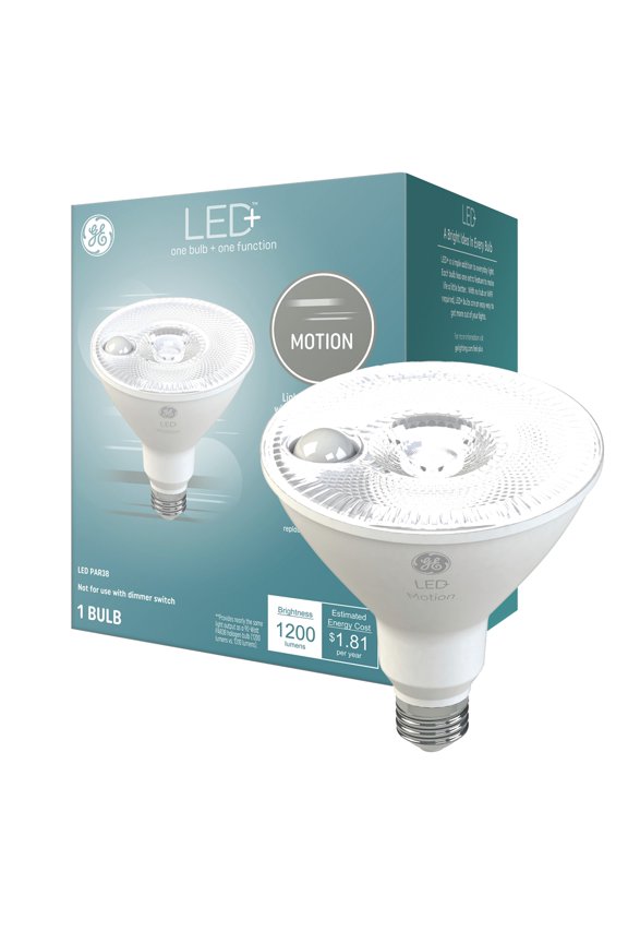 GE LED+ Motion LED Light Bulb, 90 Watt, Daylight, PAR38 Floodlight, Medium Base