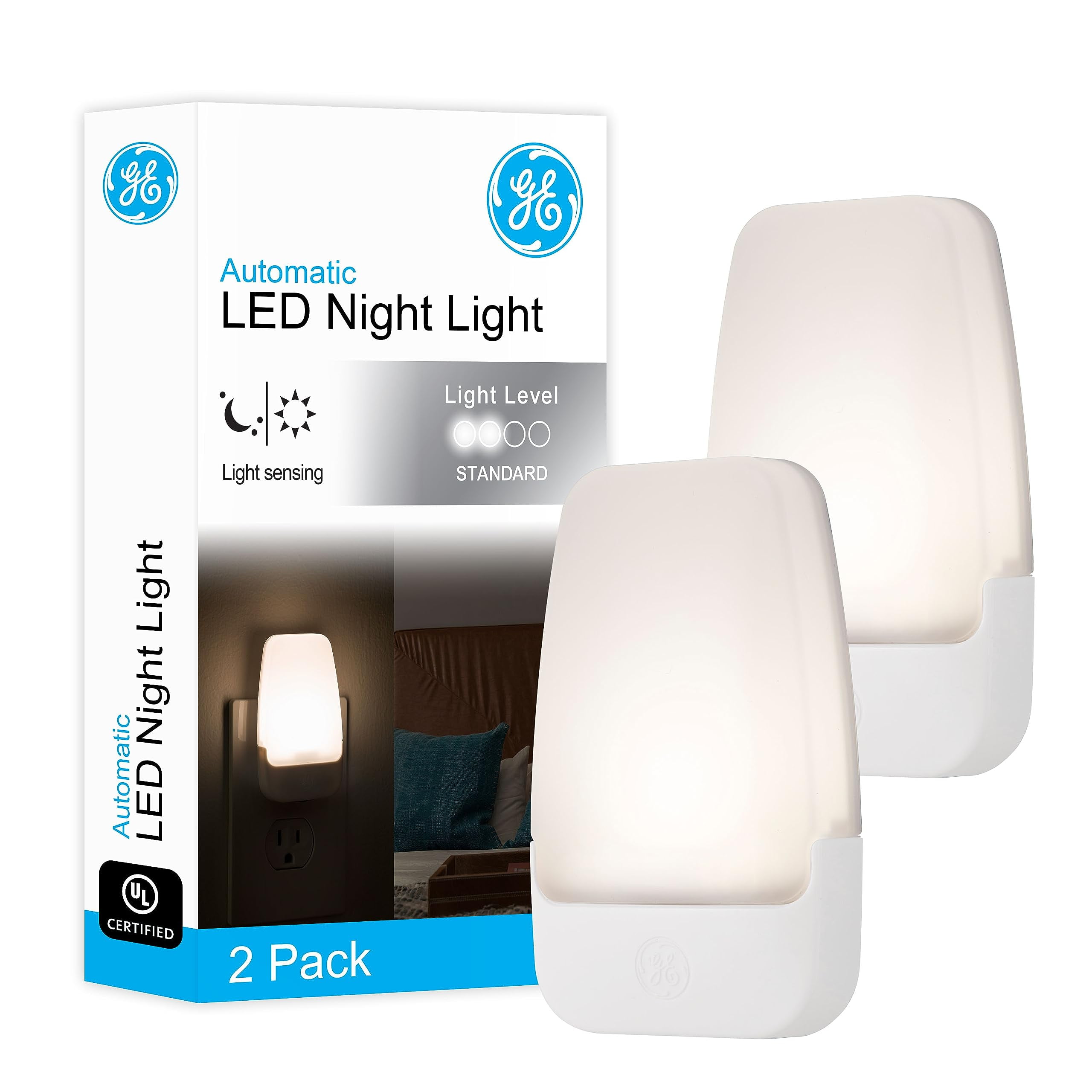 A GE LED Night Light with Dusk to Dawn Sensor, Warm White Ambient