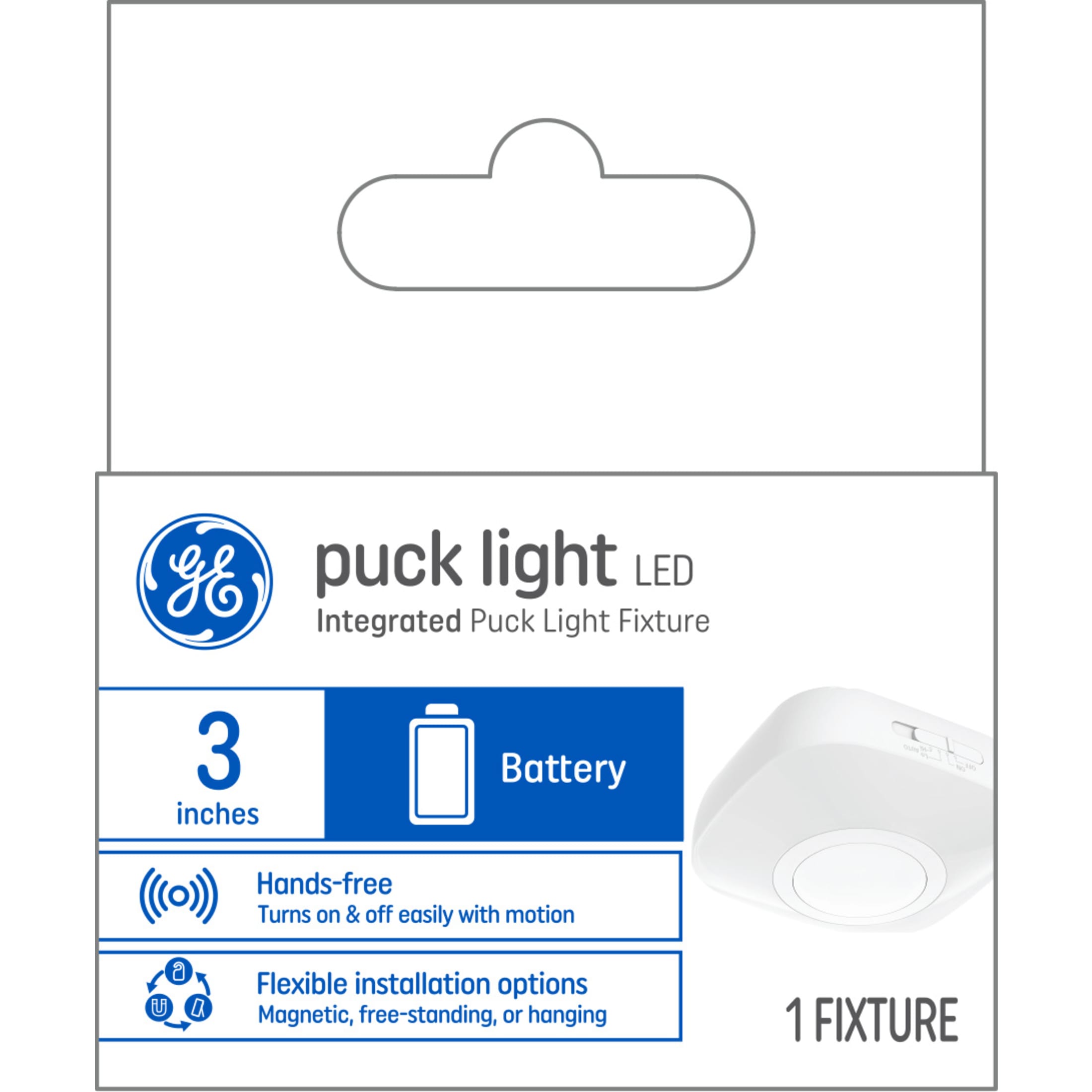 GE LED Puck Light Fixtures, 3in, Motion Sensor, Cool White