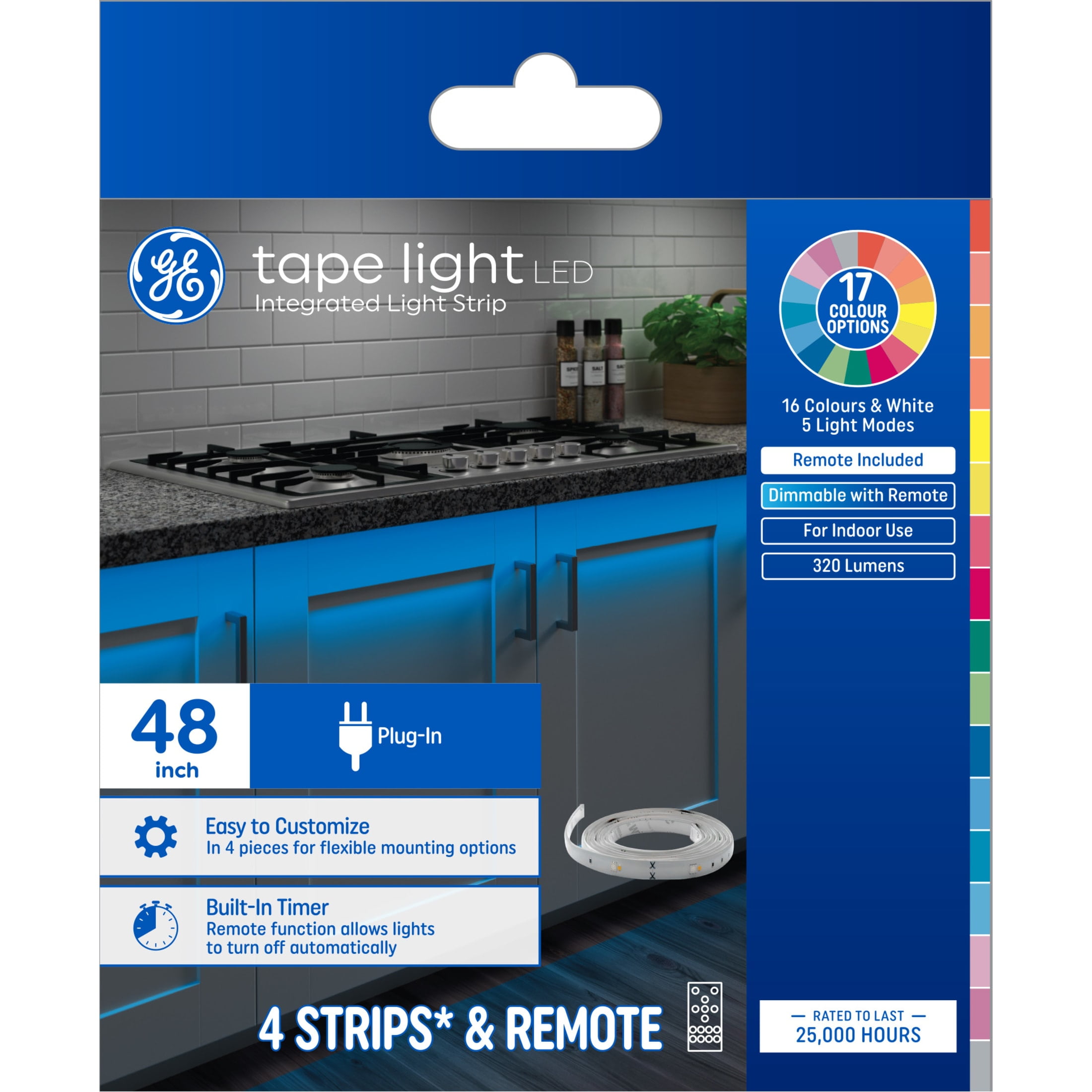 48-Inch Color-Changing LED Tape Light with Remote