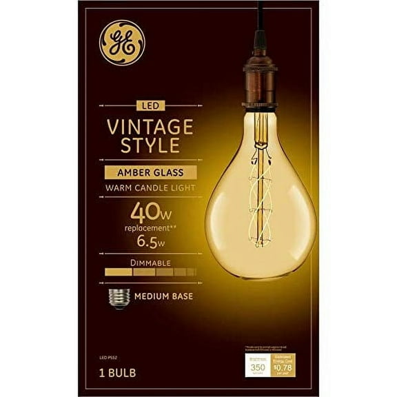 GE LED Vintage 40-Watt EQ PS52 Amber Dimmable Edison Light Bulb 93100104