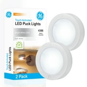 GE LED Wireless Puck Lights, Battery Operated, Touch Activated, 2-Pack