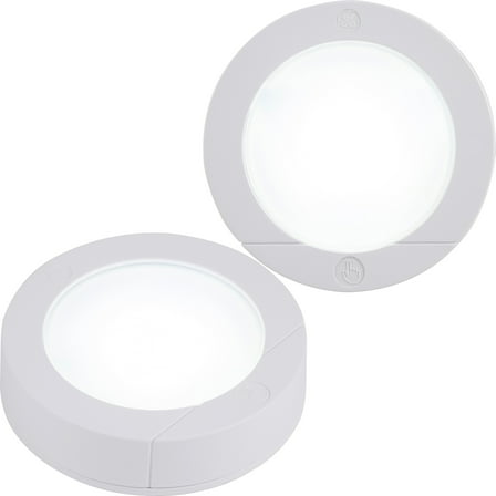GE LED Wireless Puck Lights, Battery Operated, Touch Activated, 2-Pack