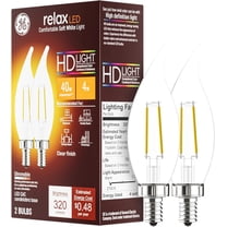 GE Relax LED Light Bulbs, 40 Watt, Soft White, Decorative Bulbs, Clear, Small Base 2 Count (Pack of 1)