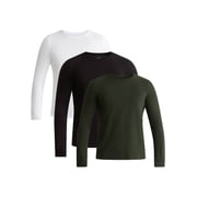 Men's and Big Men's Cotton Crewneck Tee with Long Sleeves, 3-Pack, Sizes XS-3XL