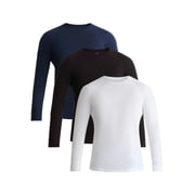 George Mens and Big Mens Cotton Crewneck Tee with Long Sleeves, 3-Pack, Sizes XS-3XL