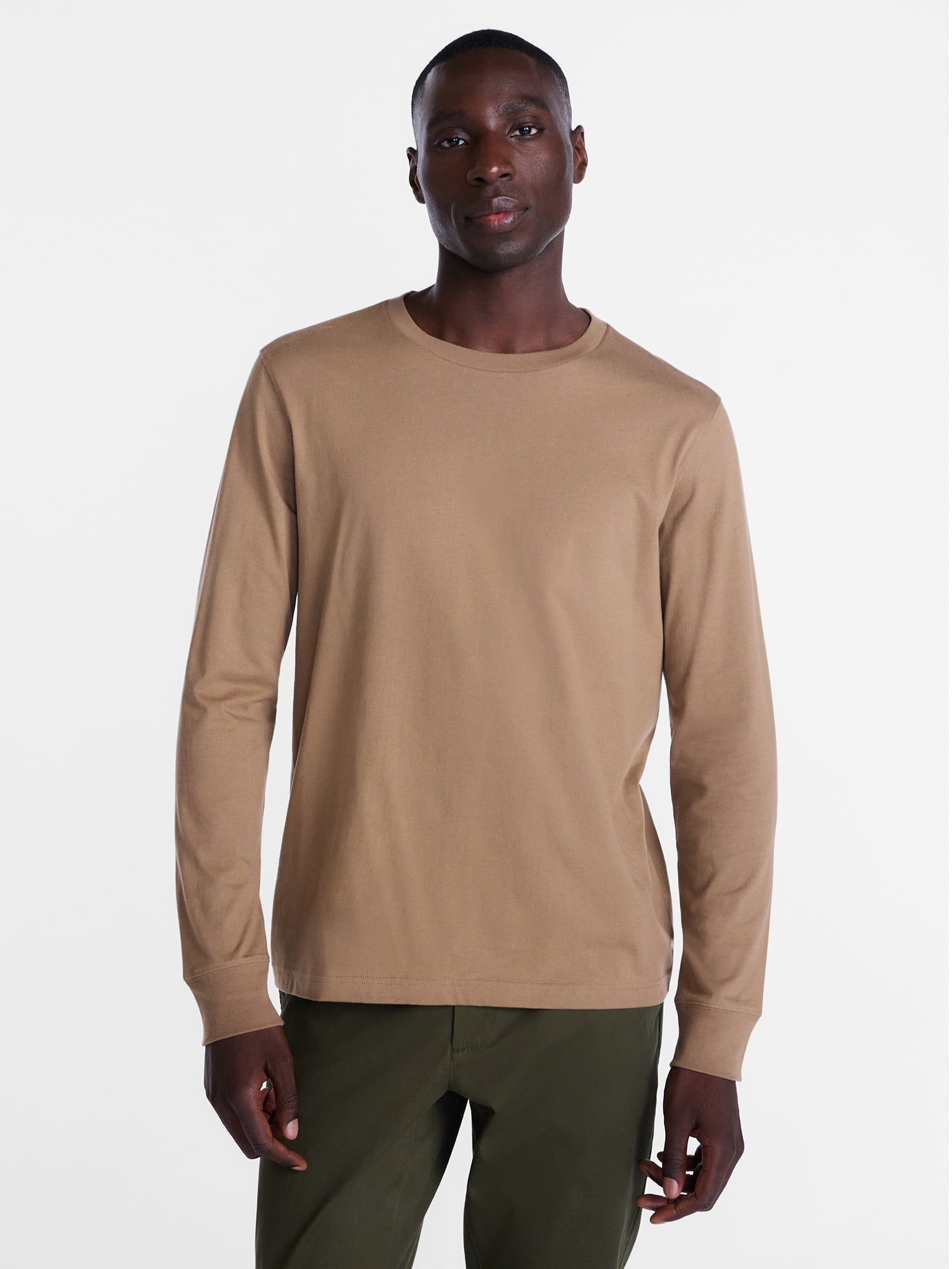 George Men's and Big Men's Cotton Crewneck Tee with Long Sleeves, Sizes XS-3XL, Big 2XB-6XB & Tall MT-4XLT