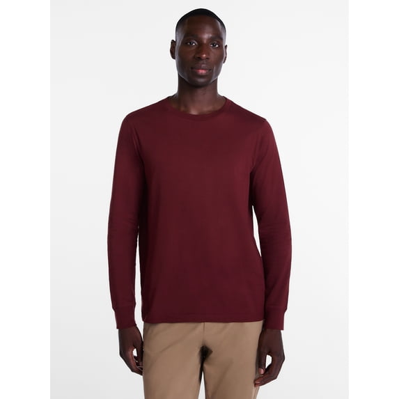 George Men's and Big Men's Cotton Crewneck Tee with Long Sleeves, Sizes XS-3XL, Big 2XB-6XB & Tall MT-4XLT