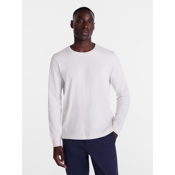 George Men's and Big Men's Cotton Crewneck Tee with Long Sleeves, Sizes XS-3XL