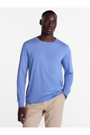 Men's and Big Men's Cotton Crewneck Tee with Long Sleeves, Sizes XS-3XL, Big 2XB-6XB & Tall MT-4XLT