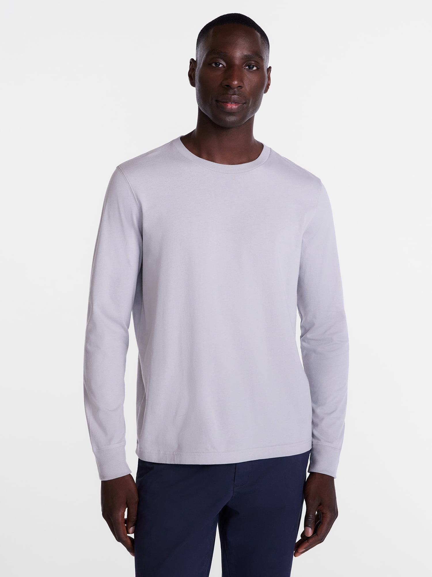 George Men's and Big Men's Cotton Crewneck Tee with Long Sleeves, Sizes XS-3XL, Big 2XB-6XB & Tall MT-4XLT