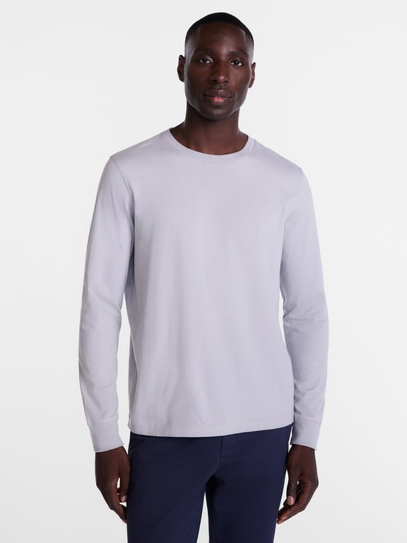 Men's and Big Men's Cotton Crewneck Tee with Long Sleeves, Sizes XS-3XL, Big 2XB-6XB & Tall MT-4XLT
