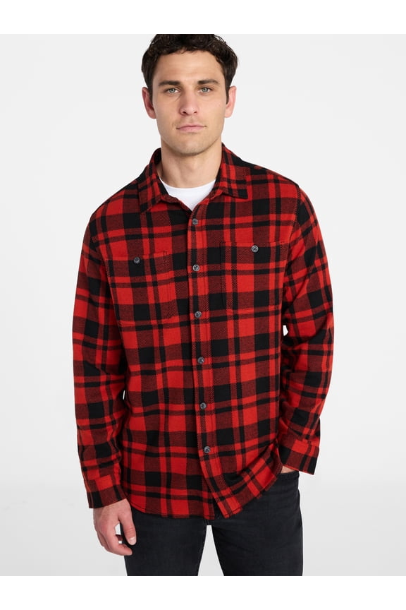 Men's & Big Men's Knit Overshirt with Long Sleeves, Sizes S-3XL