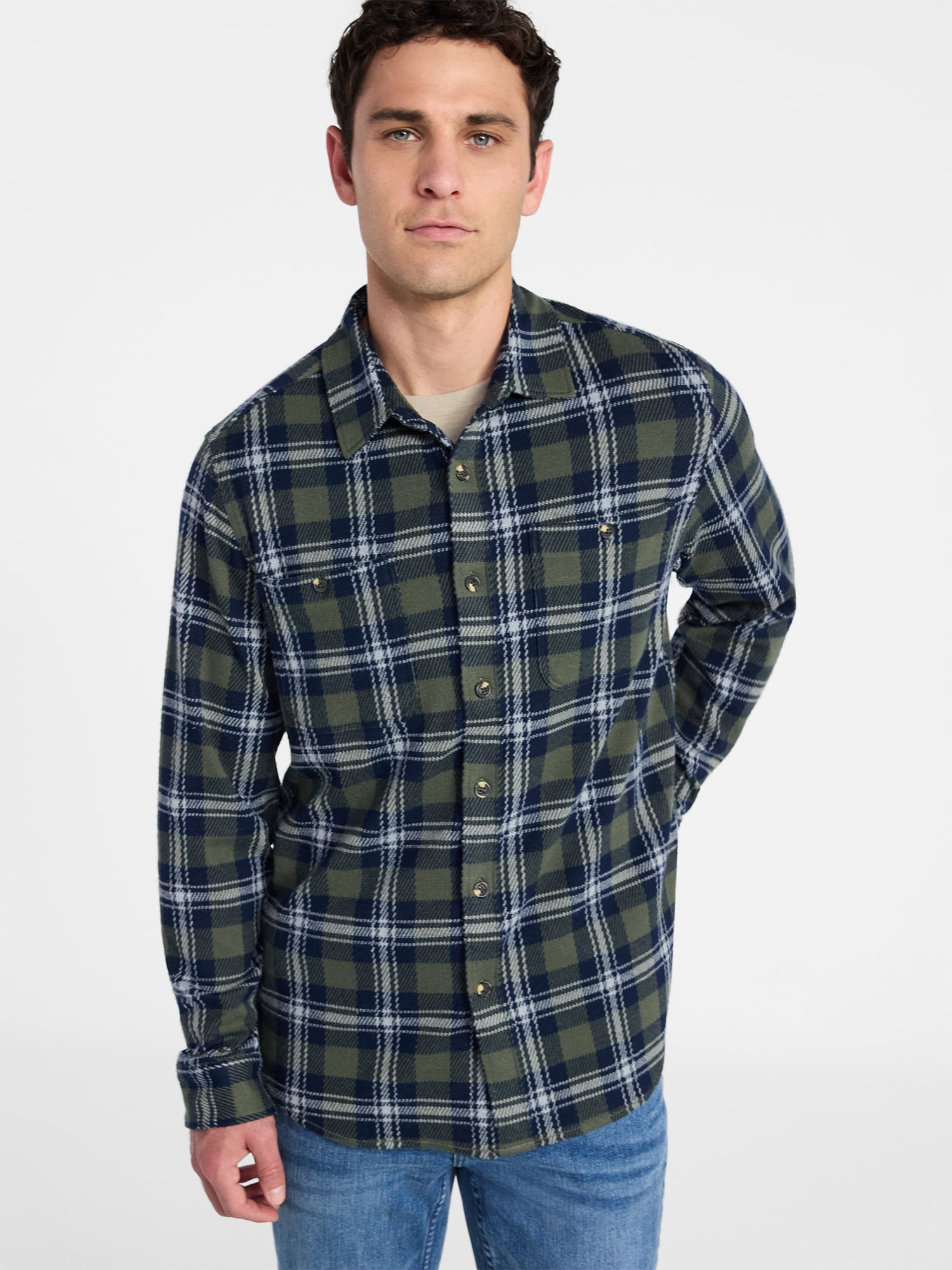 George Men's & Big Men's Knit Overshirt with Long Sleeves, Sizes S-3XL