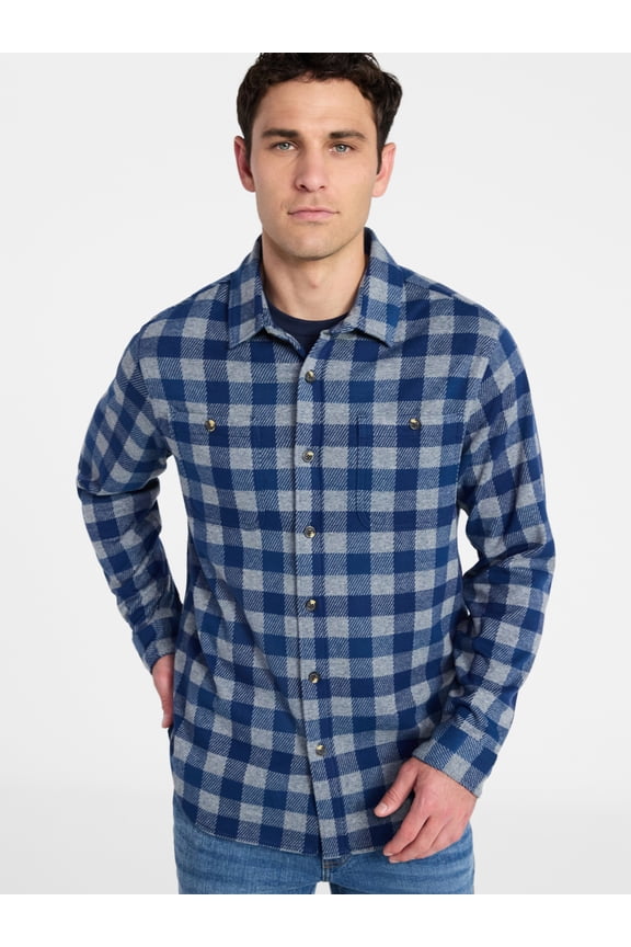 Men's & Big Men's Knit Overshirt with Long Sleeves, Sizes S-3XL