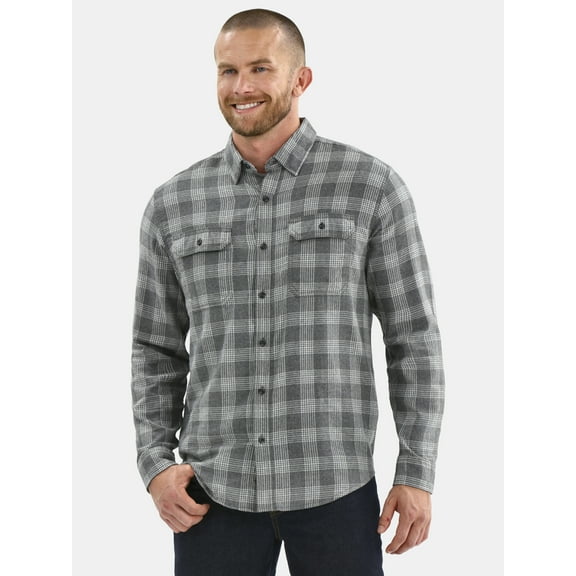 George Men's and Big Men's Double Pocket Flannel Shirt, Sizes XS-3XLT