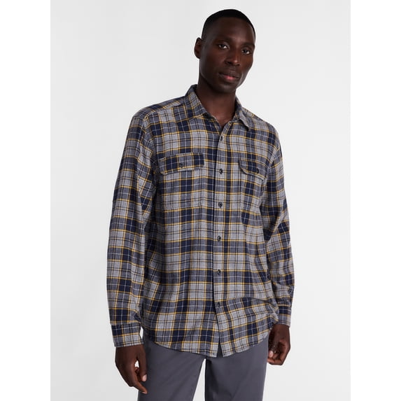 George Men's and Big Men's Double Pocket Flannel Shirt, Sizes XS-3XLT