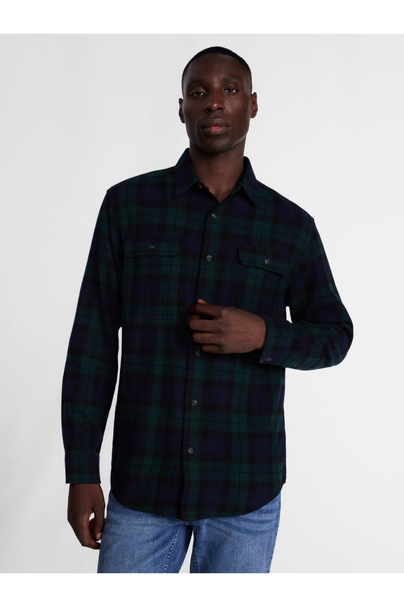 Men's and Big Men's Plaid Flannel Shirt with Long Sleeves, Sizes XS-3XL & Tall XLT-3XLT