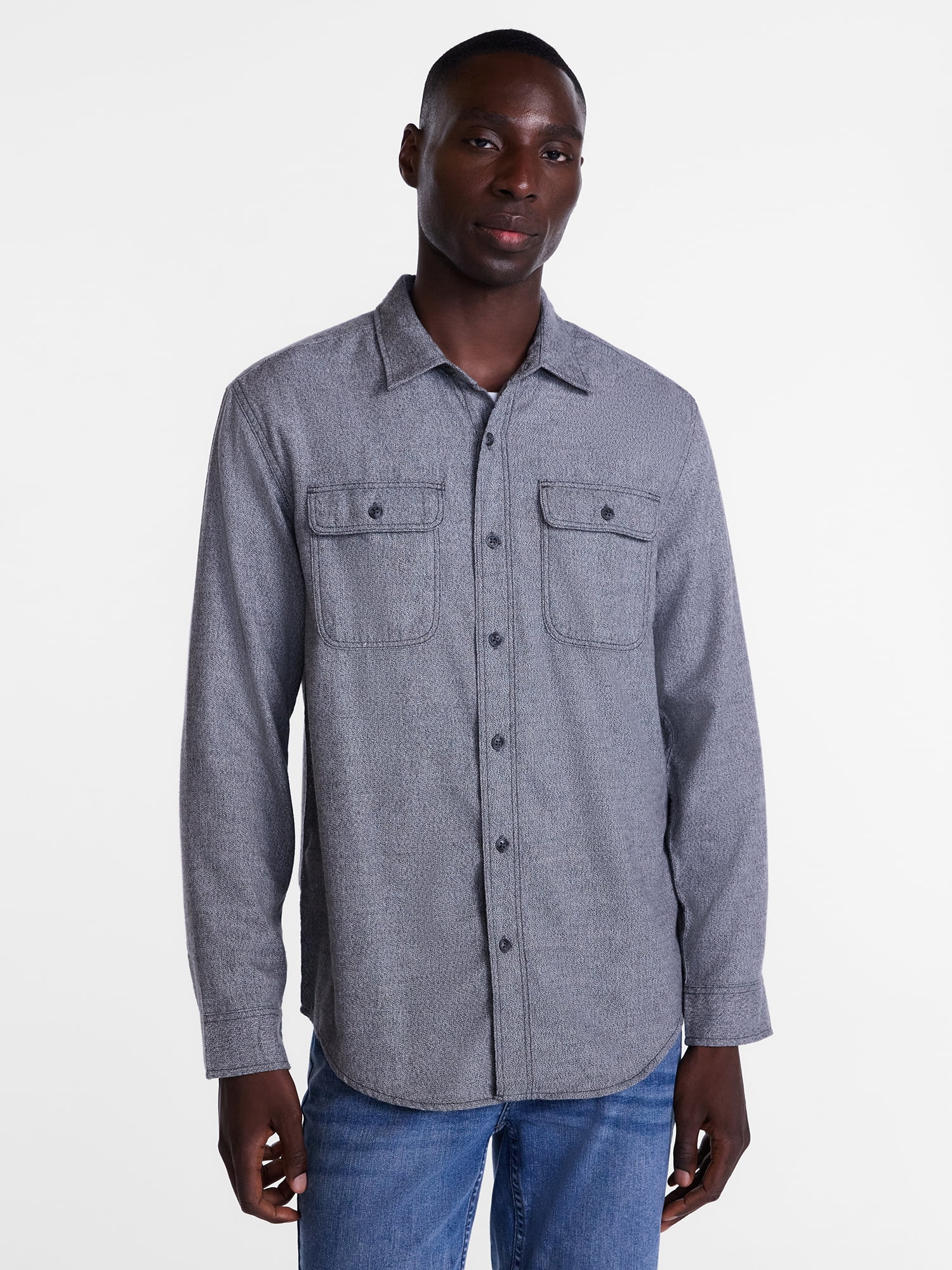 George Men's and Big Men's 100% Cotton Plaid Flannel Shirt with Long Sleeves, Sizes XS-3XL, 2XB-5XB & Tall XLT-3XLT