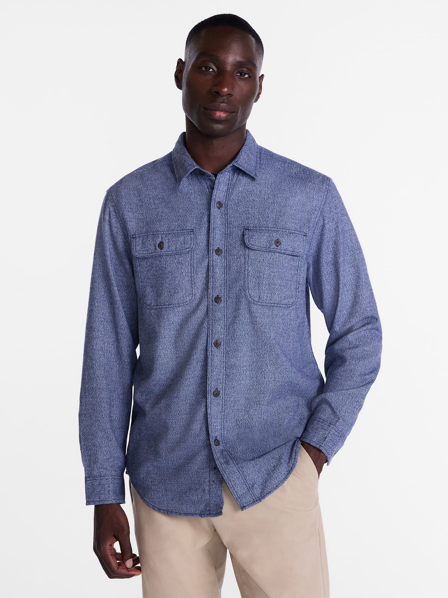 George Men's and Big Men's 100% Cotton Plaid Flannel Shirt with Long Sleeves, Sizes XS-3XL, 2XB-5XB & Tall XLT-3XLT