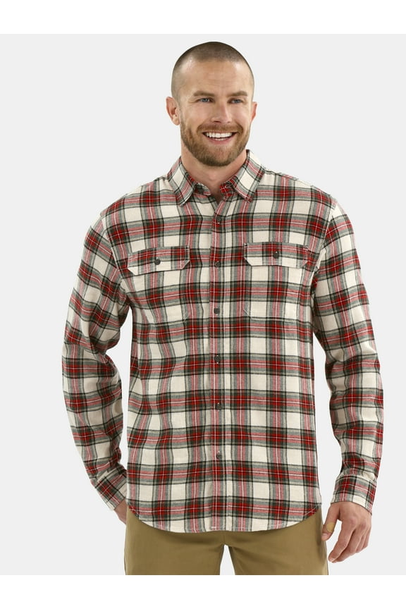 Men's & Big Men's Relaxed Fit Double Pocket Flannel Shirt, Sizes XS-3XLT