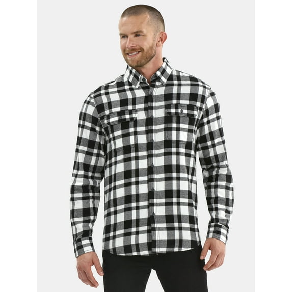 George Men's & Big Men's Relaxed Fit Double Pocket Flannel Shirt, Sizes XS-3XLT