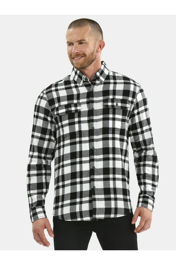 Men's and Big Men's Double Pocket Flannel Shirt, Sizes XS-3XLT