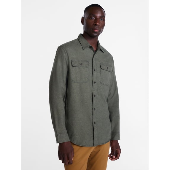 George Men's and Big Men's Plaid Flannel Shirt with Long Sleeves, Sizes XS-3XL, 2XB-5XB & Tall XLT-3XLT