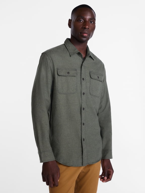 Men's and Big Men's 100% Cotton Plaid Flannel Shirt with Long Sleeves, Sizes XS-3XL, 2XB-5XB & Tall XLT-3XLT