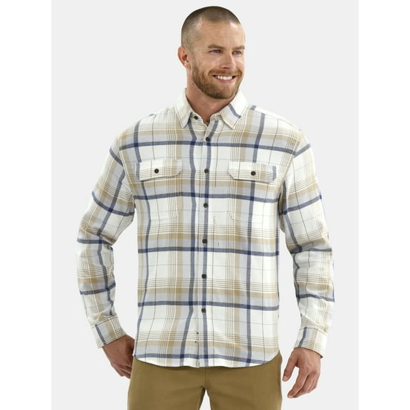 George Men's and Big Men's Double Pocket Flannel Shirt, Sizes XS-3XLT