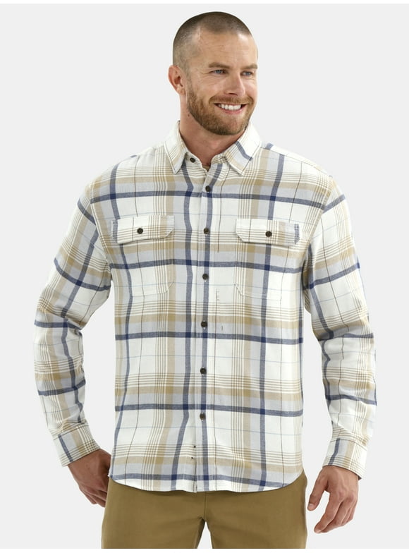 Men's and Big Men's Double Pocket Flannel Shirt, Sizes XS-3XLT