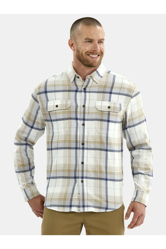 Men's and Big Men's Double Pocket Flannel Shirt, Sizes XS-3XLT